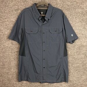 Kuhl Mens Button Down Shirt Short Sleeve Gray Outdoor‎ Hiking Casual large